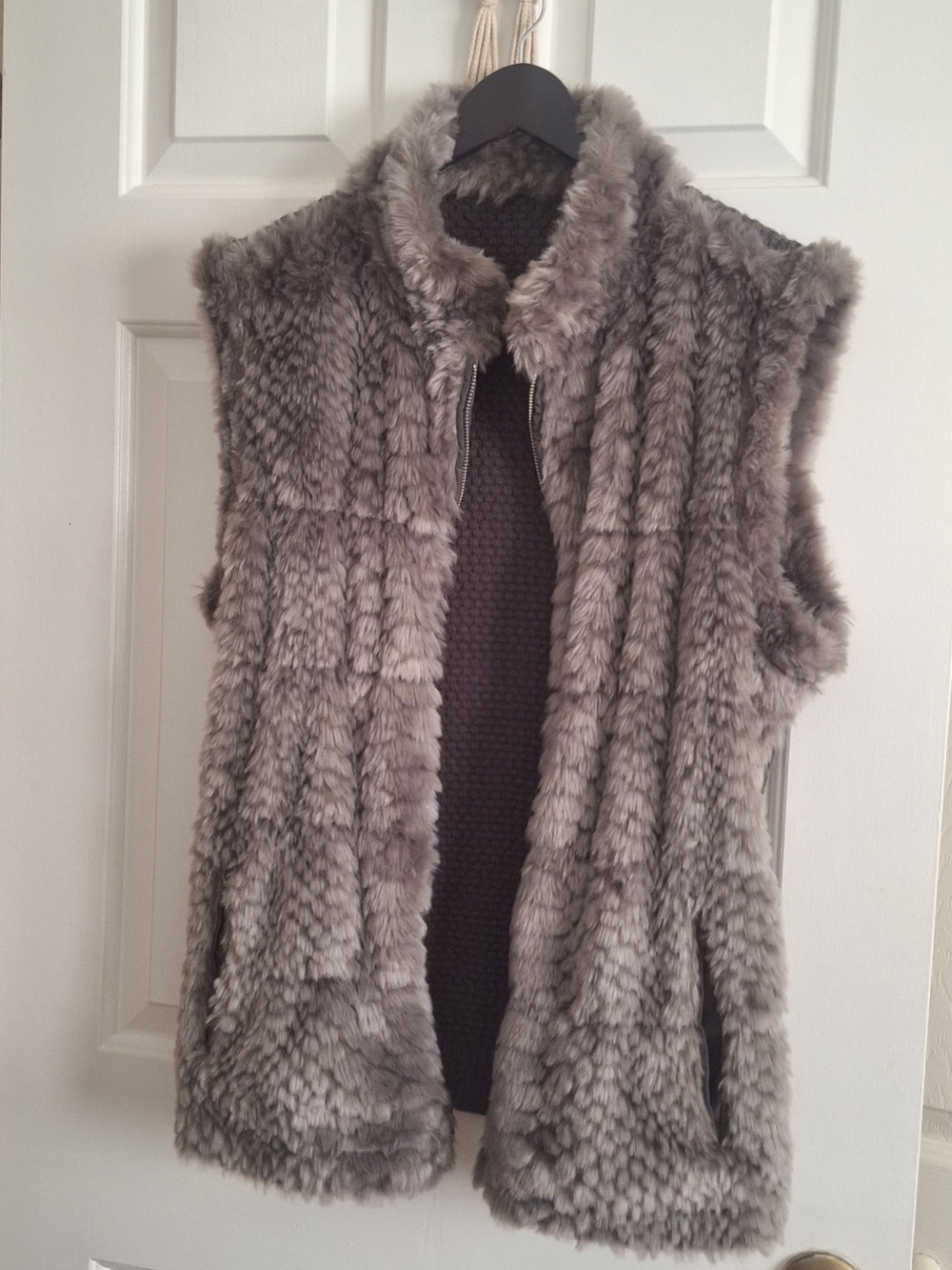 Love Token Gray Faux Fur Sleeveless Vest
